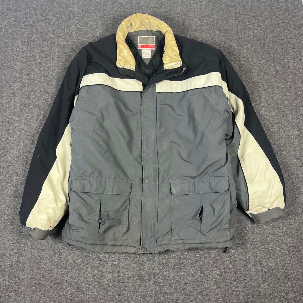 Vintage 90s Ocean Pacific OP Puffer Jacket Men Large Grey Quilted Liner Gorpcore